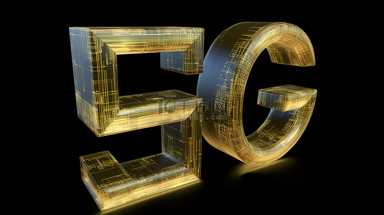 3D 渲染中闪闪发光的三维 esg 字母
