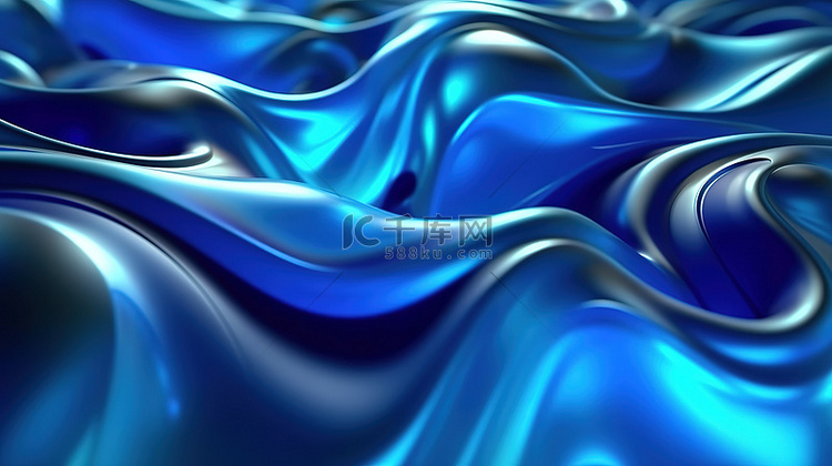 具有液体蓝色渐变颜色3D渲染动