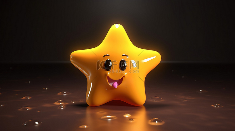 可爱的小星星通过 3D 渲染栩