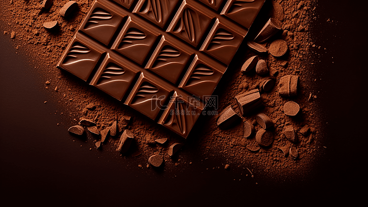 巧克力块巧克力碎粉末商业背景
