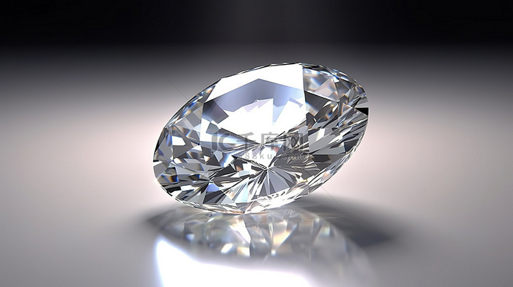 椭圆形钻石宝石的三维渲染