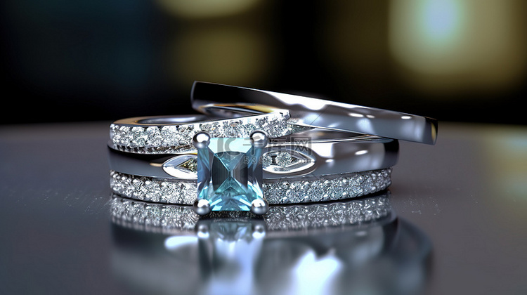 令人惊叹的海蓝宝石订婚戒指采用