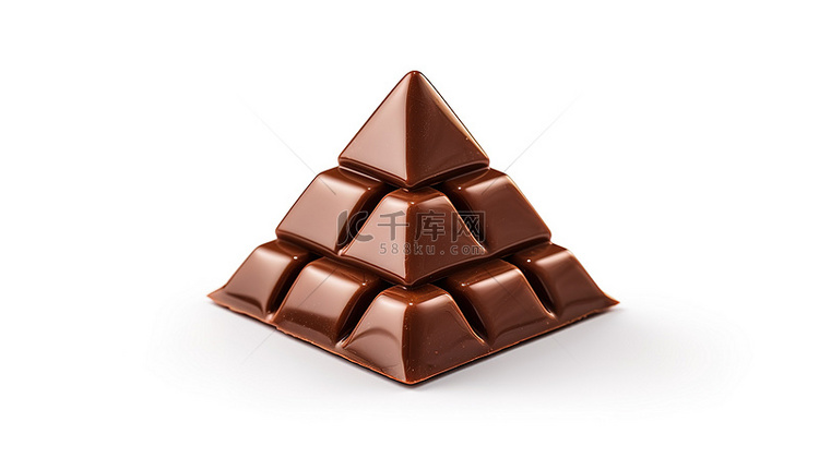 孤立的金字塔形巧克力糖的 3d
