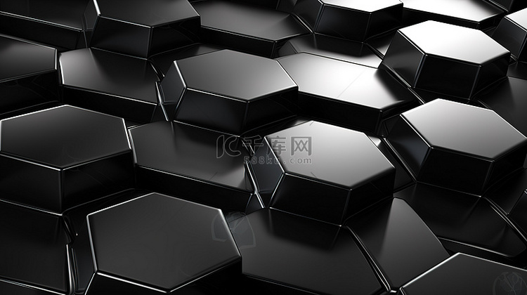 未来派黑色六边形具有抽象设计和