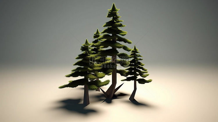 松树 3d 图标与透明背景完美