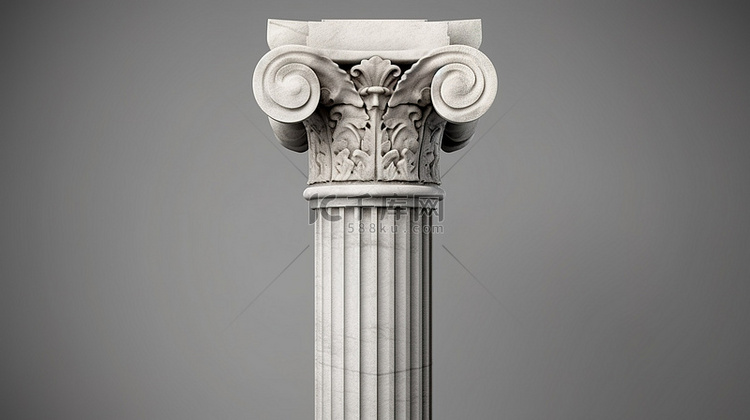 带有资本的古希腊柱的孤立灰色背