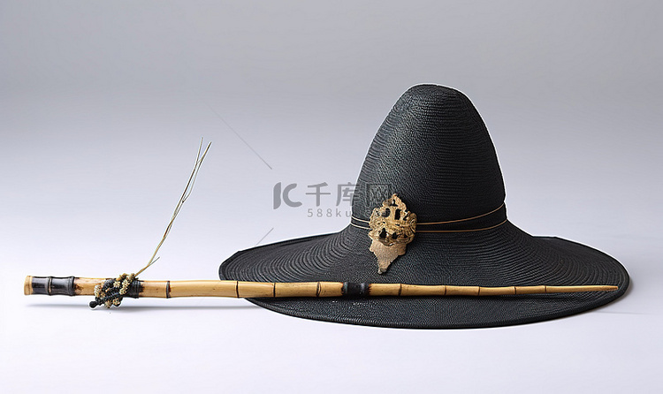 复古日本帽子，用竹棍和棍子手工