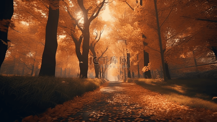秋天森林自然风景摄影广告背景