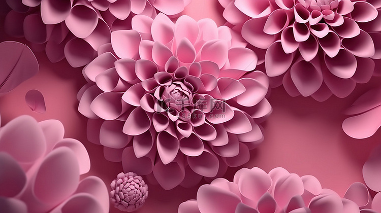情人节项目令人惊叹的粉红色纸花