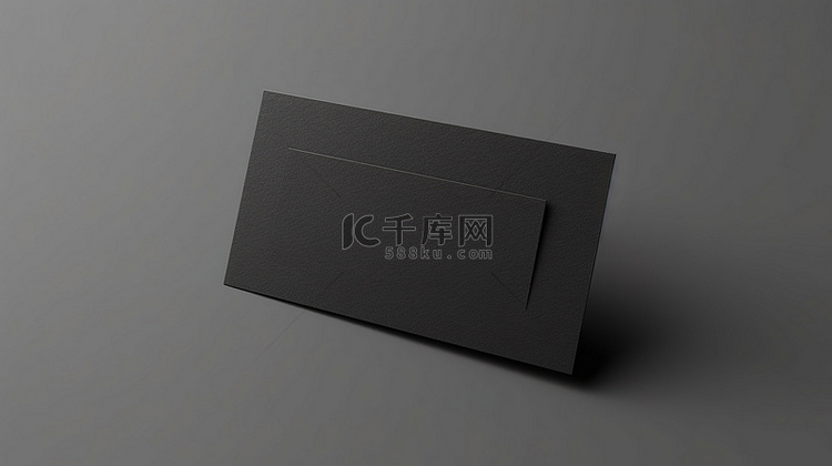 顶视图空白黑纸卡夹的 3D 渲染