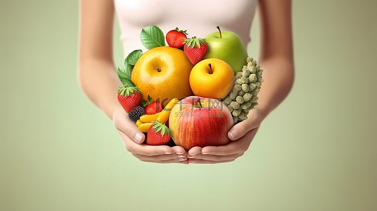 水果填满的胃健康消化系统的 3