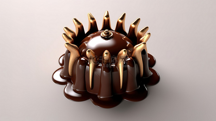 带有层叠可可滴的巧克力皇冠的顶