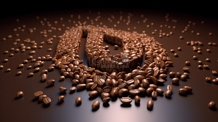咖啡豆以令人惊叹的 3D 字体