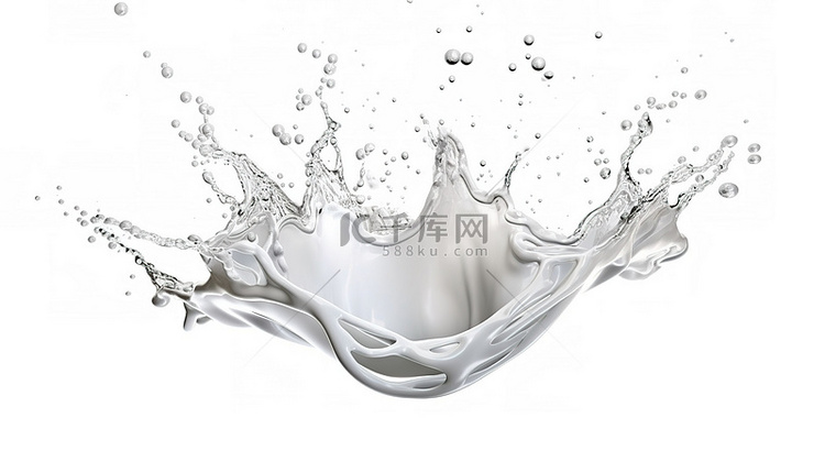 白色液体飞溅牛奶倒入水中的 3