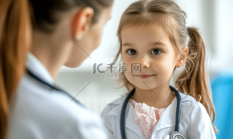 儿科医生帮生病小女孩做检查
