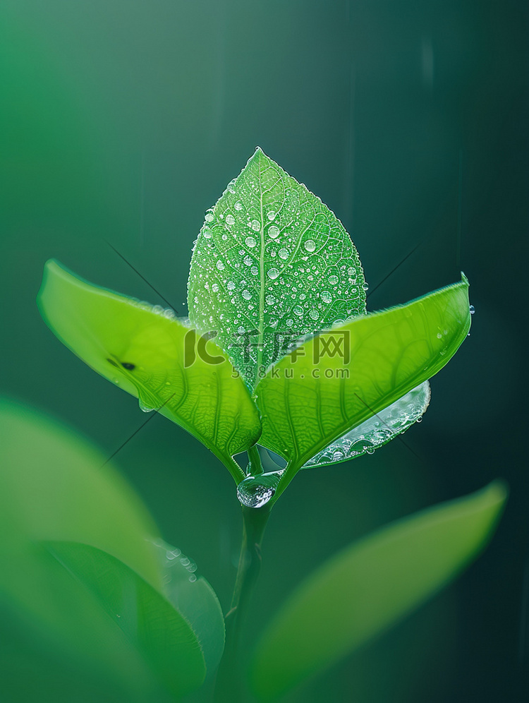 春天嫩叶雨水露水设计