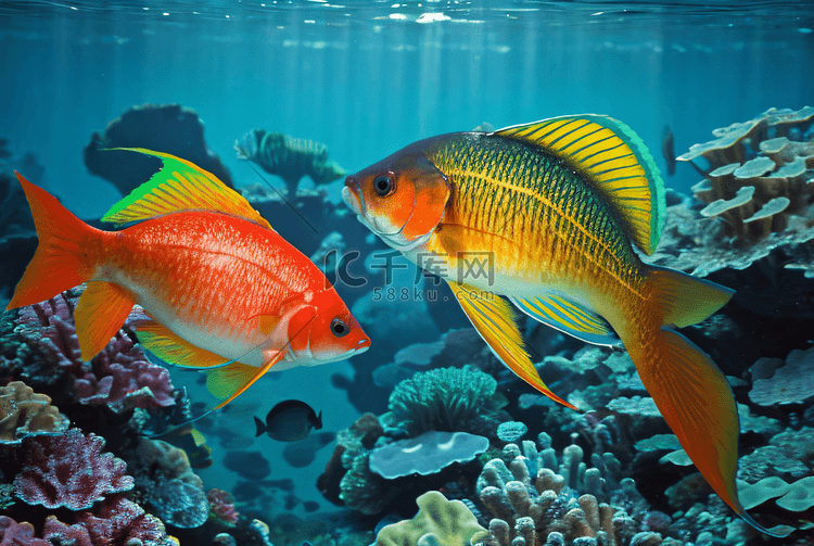 海底游泳的鱼儿与珊瑚摄影配图8