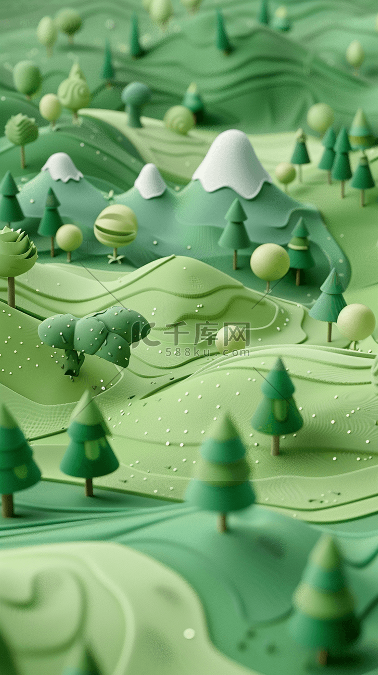 清新3D衍纸风植树节设计图