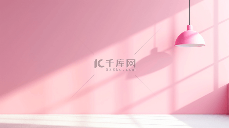 粉红色简约唯美室内阳光照射到墙