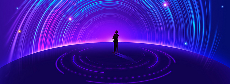 商务会议圆圈科技人蓝紫色背景素