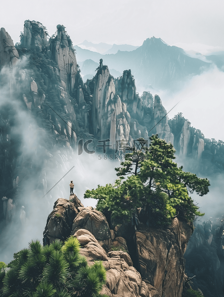 旅游远眺黄山风光风景