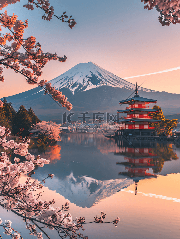 日本富士山夕阳