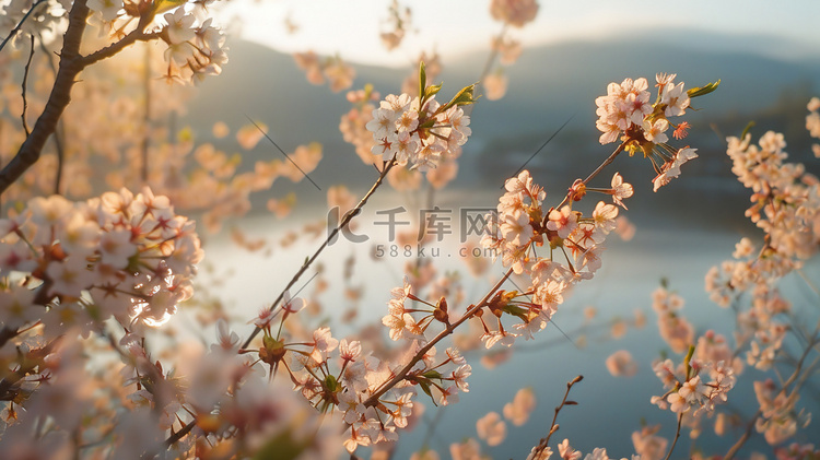 春天户外桃花风景的摄影照片