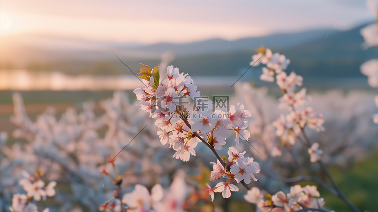 春天户外桃花风景的摄影图片