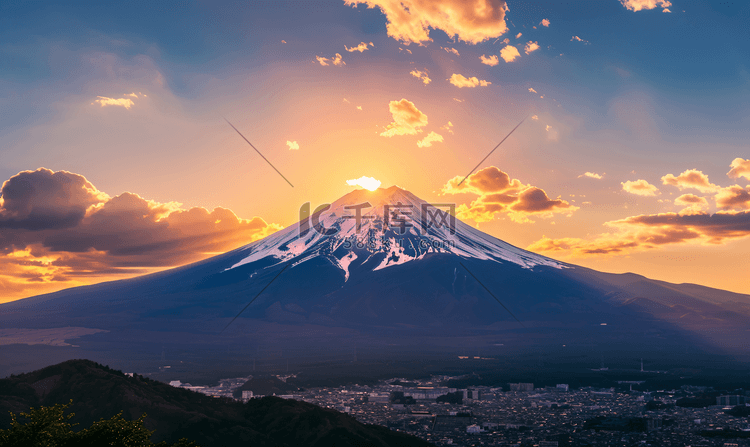 日本富士山夕阳