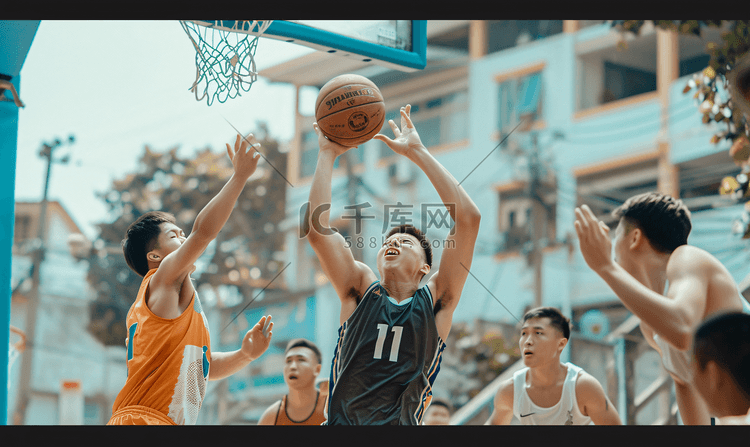 亚洲人青年男人打篮球