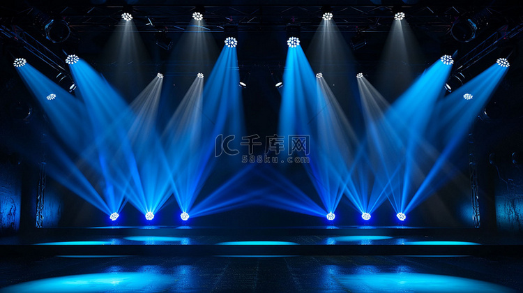 蓝色射灯舞台合成创意素材背景