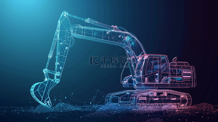 彩色灯光数据数字智能挖掘机的背