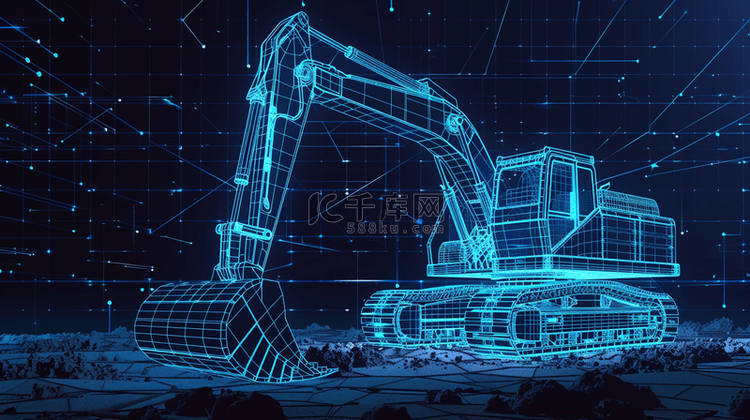 彩色灯光数据数字智能挖掘机的背