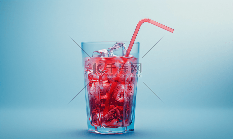 冰饮可乐吸管摄影图