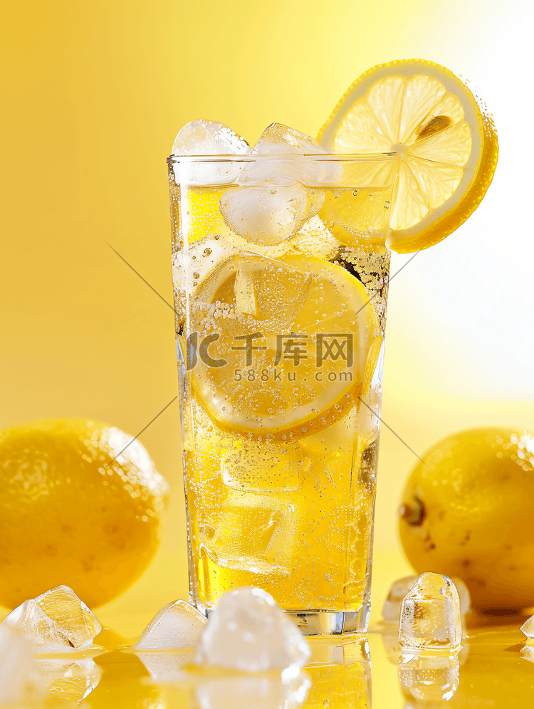 夏日柠檬汽水饮料摄影图