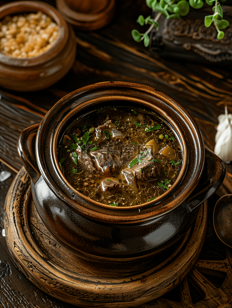 夏天美食白昼一锅羊杂汤室内喝羊