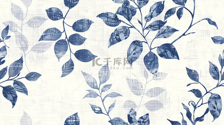 花卉和植物靛蓝布料图案素材