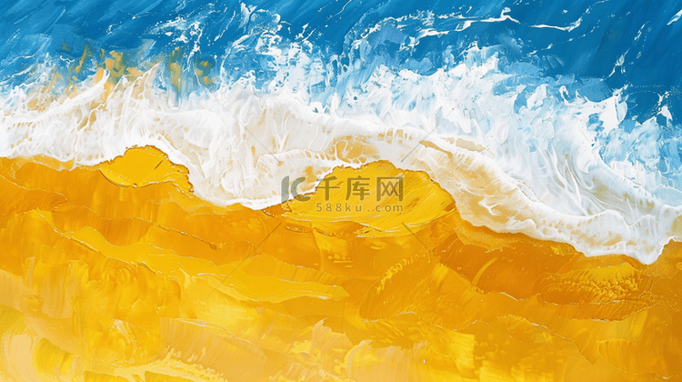 手绘墙面腻子作画大海沙滩的背景