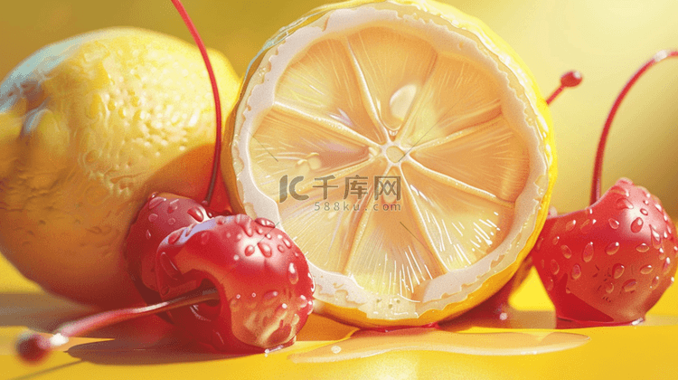 水果柠檬樱桃的背景