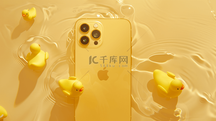 黄色手机小黄鸭合成创意素材背景