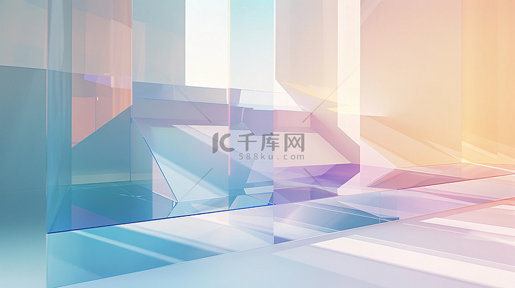 科幻玻璃几何三维图形背景图片