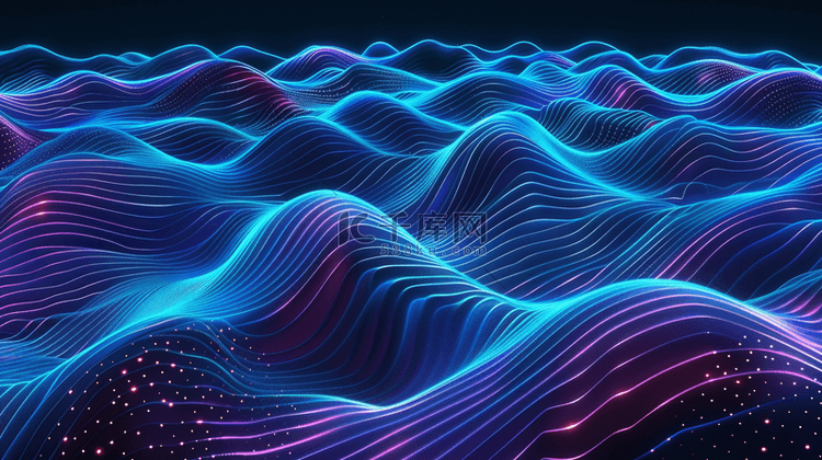 紫色商务科技感起伏曲线粒子纹理