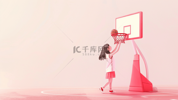 一个练习投篮的女孩背景