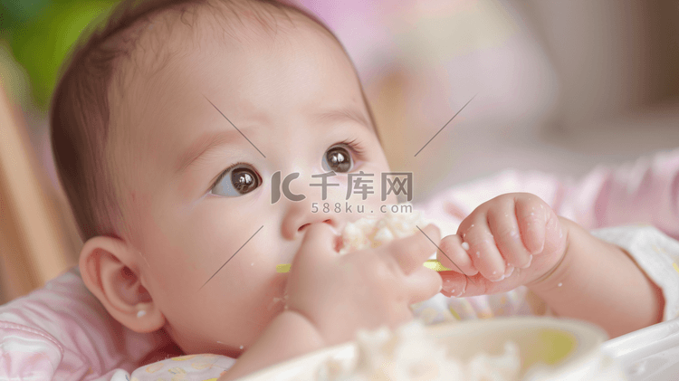 正在吃饭的婴儿摄影2