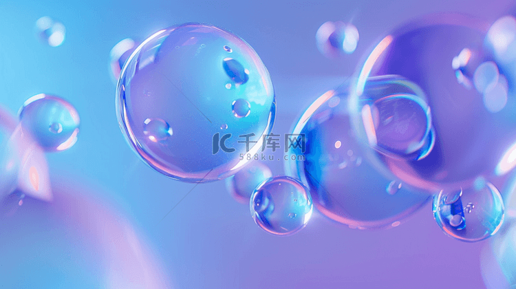 紫色场景气泡晶莹圆球的背景