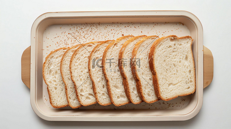 面包片面粉托盘食物摄影照片