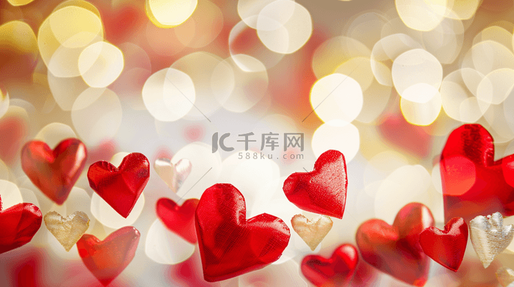 红色爱心浪漫边框背景