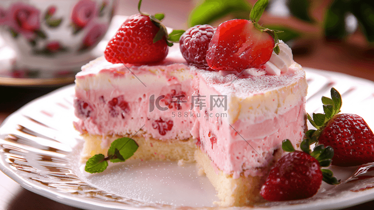草莓奶酪芝士蛋糕摄影13