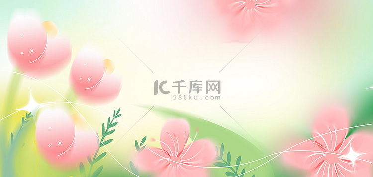 春天春季花朵绿色弥散风背景