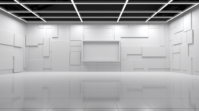 豪华的白色抽象建筑极简背景，现代展厅。图片